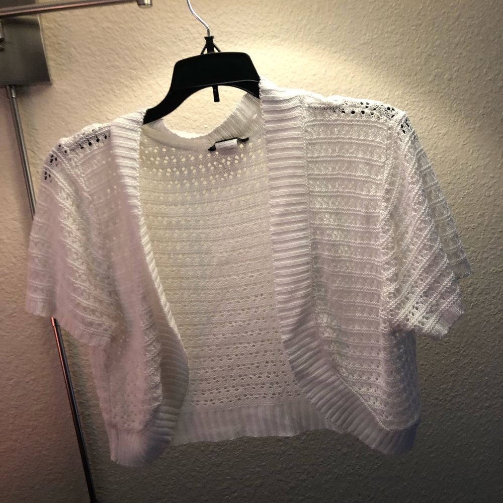 White knit formal bolero style sweater